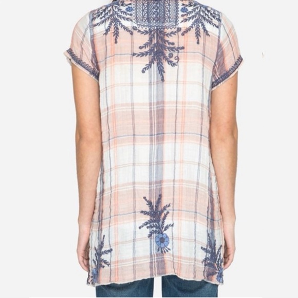 NEW Johnny Was Lila Jo Drape Plaid Tunic Top Embroidered Hi Low Style Small - Picture 7 of 10
